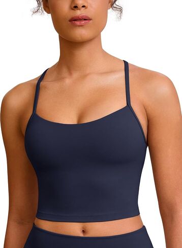 BAYDI Clouduxi Y Back Crop Tank Tops for Women - Thin Strap Padded Workout Yoga Longline Sports Bras in Saudi Arabia