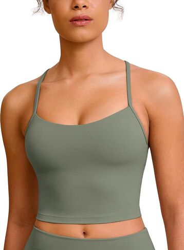 BAYDI Clouduxi Y Back Crop Tank Tops for Women - Thin Strap Padded Workout Yoga Longline Sports Bras in Saudi Arabia