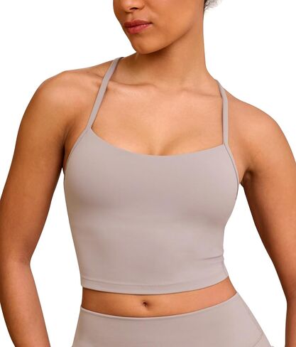 BAYDI Clouduxi Y Back Crop Tank Tops for Women - Thin Strap Padded Workout Yoga Longline Sports Bras in Saudi Arabia