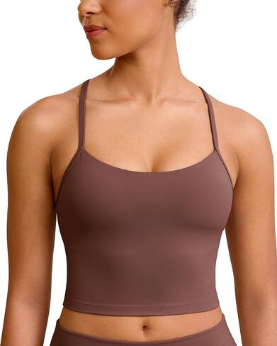 BAYDI Clouduxi Y Back Crop Tank Tops for Women - Thin Strap Padded Workout Yoga Longline Sports Bras in Saudi Arabia
