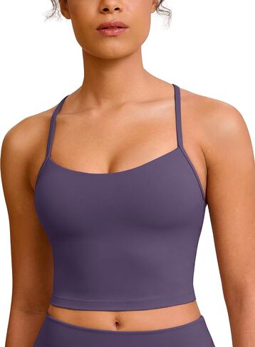 BAYDI Clouduxi Y Back Crop Tank Tops for Women - Thin Strap Padded Workout Yoga Longline Sports Bras in Saudi Arabia