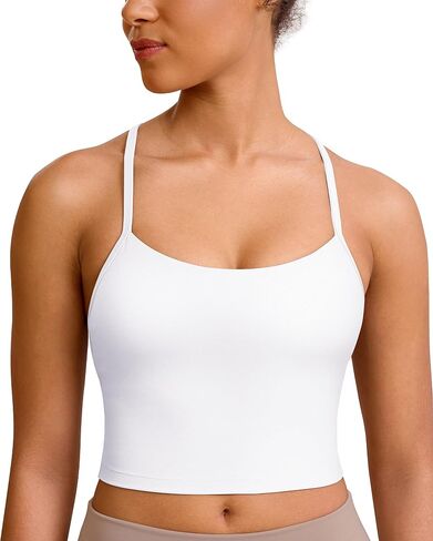 BAYDI Clouduxi Y Back Crop Tank Tops for Women - Thin Strap Padded Workout Yoga Longline Sports Bras in Saudi Arabia