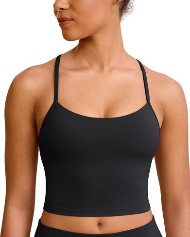 BAYDI Clouduxi Y Back Crop Tank Tops for Women - Thin Strap Padded Workout Yoga Longline Sports Bras in Saudi Arabia