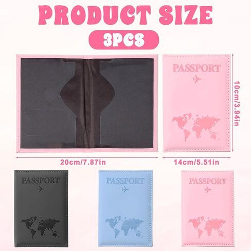 3 Pack Passport Covers, Passport Holder for Travel PU Leather Passports Wallet Cover Case for Women and Men Travel Essentials Accessories in Saudi Arabia