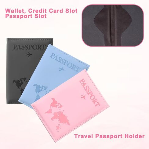 3 Pack Passport Covers, Passport Holder for Travel PU Leather Passports Wallet Cover Case for Women and Men Travel Essentials Accessories in Saudi Arabia