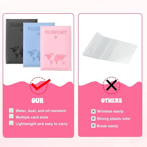 3 Pack Passport Covers, Passport Holder for Travel PU Leather Passports Wallet Cover Case for Women and Men Travel Essentials Accessories in Saudi Arabia