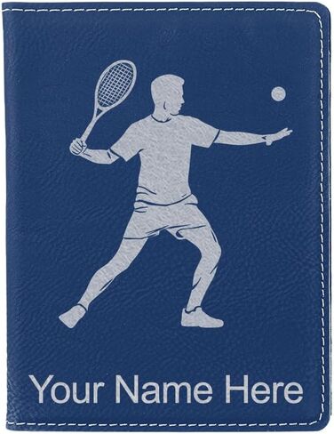 LaserGram Faux Leather Passport Holder, Tennis Player Man, Personalized Engraving Included (Teal) in Kuwait