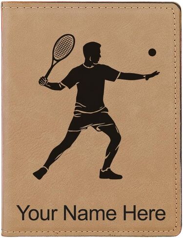LaserGram Faux Leather Passport Holder, Tennis Player Man, Personalized Engraving Included (Teal) in Kuwait