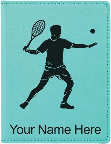 LaserGram Faux Leather Passport Holder, Tennis Player Man, Personalized Engraving Included (Teal) in Kuwait