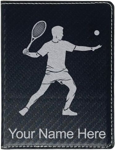 LaserGram Faux Leather Passport Holder, Tennis Player Man, Personalized Engraving Included (Teal) in Kuwait