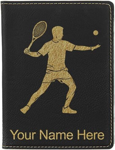 LaserGram Faux Leather Passport Holder, Tennis Player Man, Personalized Engraving Included (Teal) in Kuwait
