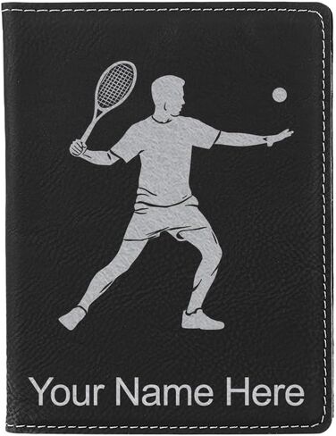 LaserGram Faux Leather Passport Holder, Tennis Player Man, Personalized Engraving Included (Teal) in Kuwait