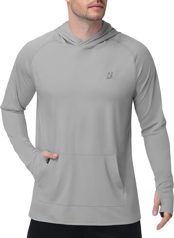 Roadbox Mens UPF 50+ Sun Protection Hoodie, Long Sleeve UV SPF Fishing Shirts, Lightweight Rash Guard for Hiking Running in Kuwait
