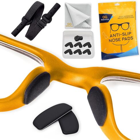 Eyeglass Nose Pads Anti Slip - 6 Pairs Ultra Thin 1mm Silicone Nose Pads for Glasses - Soft Stick On Nose Cushions for Eyeglasses & Sunglasses - Microfiber Cleaning Cloth - (Black Black) in Saudi Arabia