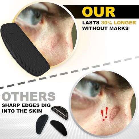 Eyeglass Nose Pads Anti Slip - 6 Pairs Ultra Thin 1mm Silicone Nose Pads for Glasses - Soft Stick On Nose Cushions for Eyeglasses & Sunglasses - Microfiber Cleaning Cloth - (Black Black) in Saudi Arabia
