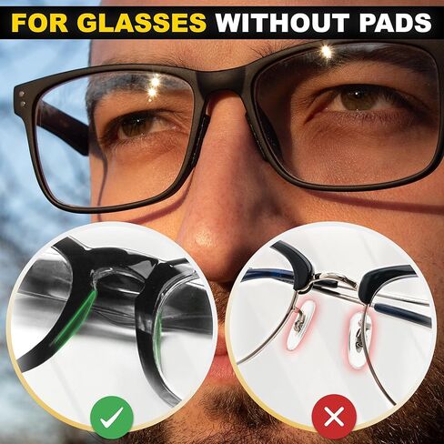 Eyeglass Nose Pads Anti Slip - 6 Pairs Ultra Thin 1mm Silicone Nose Pads for Glasses - Soft Stick On Nose Cushions for Eyeglasses & Sunglasses - Microfiber Cleaning Cloth - (Black Black) in Saudi Arabia