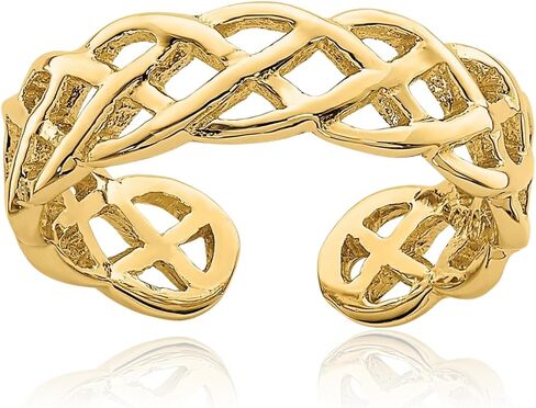 IceCarats 14K Solid Yellow Gold Woven Celtic Knot Claddagh Adjustable Toe Ring Polished For Her For Him in Kuwait
