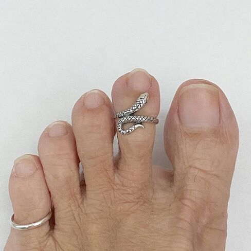 Sterling Silver Snake Toe Ring, Silver Ring, Reptile Ring, Pinky Ring, Adjustable Ring in Saudi Arabia