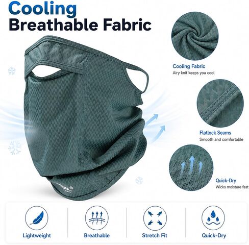 Sun Protection Face Mask with Neck Cover, Cooling Breathable Ear Loop Neck Gaiter for Fishing Cycling Running in Saudi Arabia