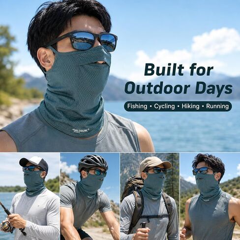 Sun Protection Face Mask with Neck Cover, Cooling Breathable Ear Loop Neck Gaiter for Fishing Cycling Running in Saudi Arabia