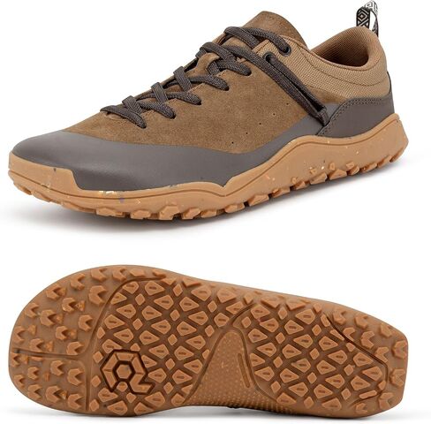 Men's Barefoot Shoes for Trail Hiking & Gym - Zero Drop & Wide Toe Box - Anti-Wear Deep Lug Sole - Relieve Knee & Arch Pressure in Saudi Arabia