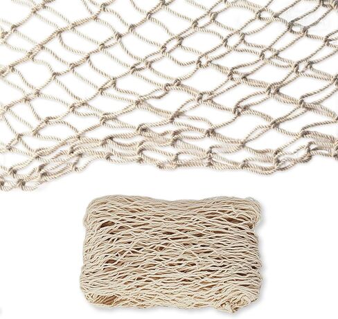 Natural Cotton Fish Net Decorations, 4x6.6 Ft Nautical Party Decor for Hawaiian Pirate Ocean Beach Theme, Halloween Christmas Wall Backdrop Decoration in Kuwait