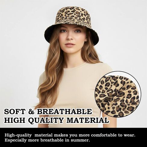 YAMEIZE Retro Style Bucket Hat for - Women Men Leopard Print Hat Fishing Cap Sun Hat Fishmen Hiking Beach Party Outdoor in Kuwait