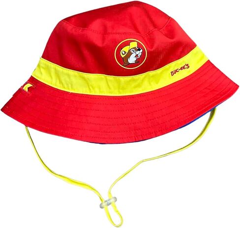 Buc-ee's Youth Bucket Hat, Red and Yellow with Character Logo, Cotton Blend with Adjustable Chin Strap 2026 in Kuwait