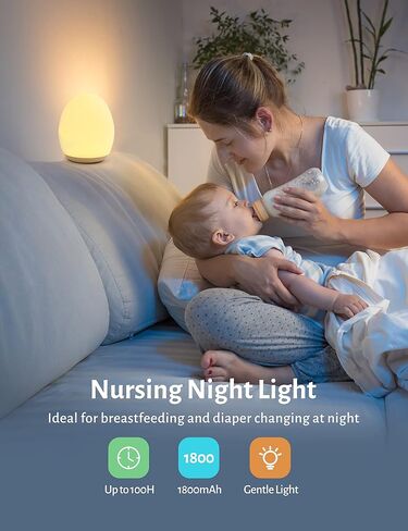 Night Light for Kids, Baby Night Light with 7 Colors Changing Mode & Stepless Dimming, Nursery Night Light BPA Free,Rechargeable Egg Night Light for Breastfeeding 1h Timer & Touch Control in Saudi Arabia