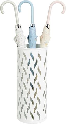 Umbrella Holder, Metal Umbrella Stand for Entryway, Umbrella Storage Rack with 4 Hooks Decor, Home, Office,5.8 × 5.8 × 16.4 (White) in Saudi Arabia