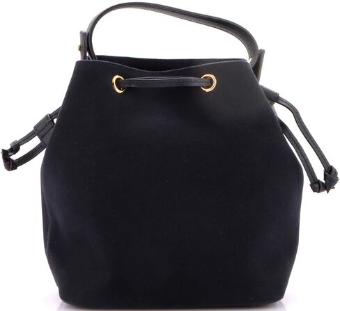 Versace Pre-Loved La Medusa Drawstring Bucket Bag Canvas with Leather Small, Black in Kuwait