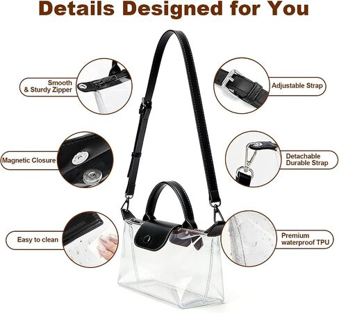 Clear Bag for Stadium Events, Small Crossbody Purse for Concerts, Sports Events World Cup, Durable Waterproof in Kuwait
