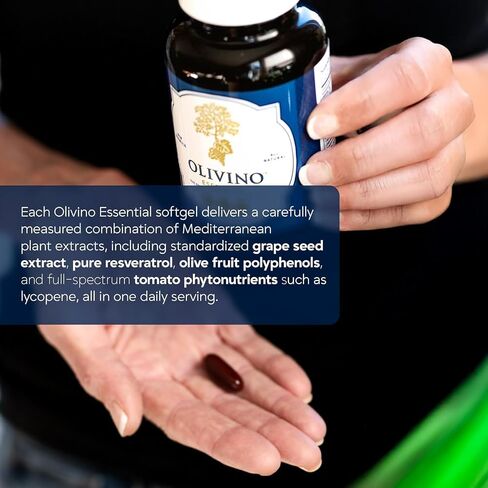 Olivino® Essential Dietary Supplement - Three Key Fruits of the Mediterranean Diet® (Olives, Grapes, Tomatoes) – Polyphenol Antioxidant Complex with 4 Proprietary Plant Compounds (60 Day Supply) in Saudi Arabia