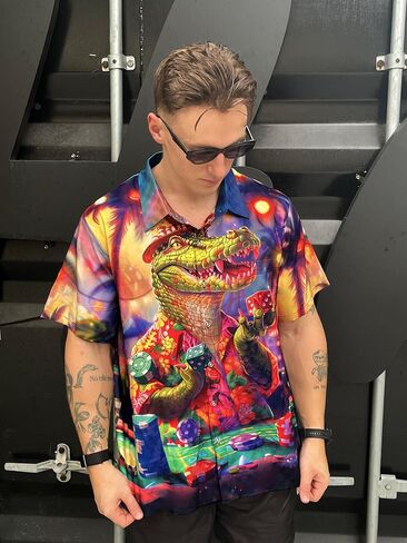 Men's Casino Theme Hawaiian Shirt, Lucky Print, Short Sleeve Button-Down，Party Vacation Shirt in Kuwait