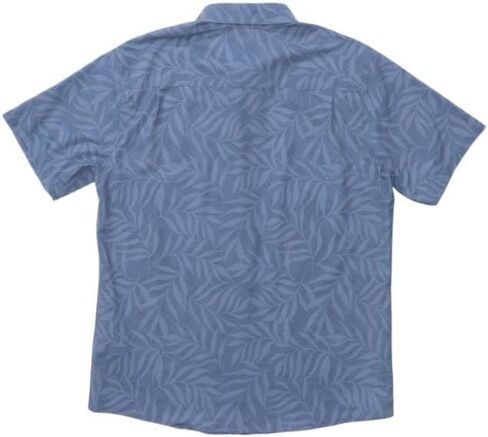 Salty Crew Drifter UV Button UP Captains Blue M - قميص منسوج كاجوال للرجال بأكمام قصيرة من القطن - مقاس عادي - ملابس شاطئ لايف ستايل in Kuwait