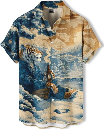 Men's Funny Graphic Hawaiian Shirt, Short Sleeve Button Down, Tropical Casual Vacation Beach Shirt in Saudi Arabia