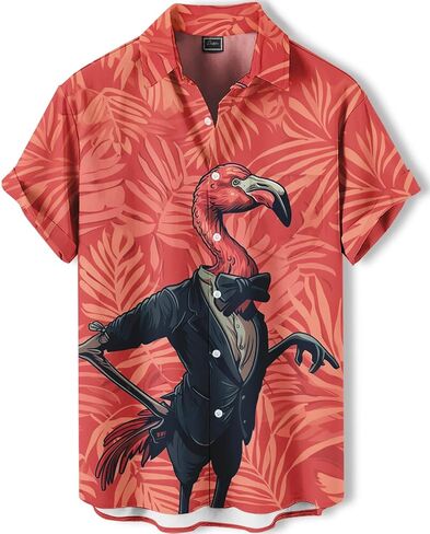 Men's Funny Hawaiian Shirt, Bold Graphic Print, Short Sleeve Vacation Shirt, Tropical Casual Beach in Saudi Arabia