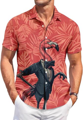 Men's Funny Hawaiian Shirt, Bold Graphic Print, Short Sleeve Vacation Shirt, Tropical Casual Beach in Saudi Arabia