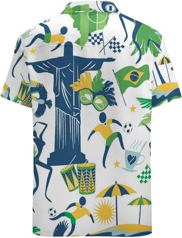 Mens Soft Peach Skin Short Sleeve Button Down Shirts Traditional Brazilian Items Beach Shirts with Pocket in Kuwait