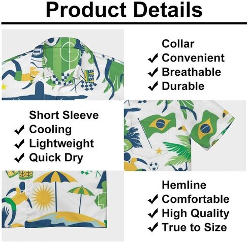 Mens Soft Peach Skin Short Sleeve Button Down Shirts Traditional Brazilian Items Beach Shirts with Pocket in Kuwait