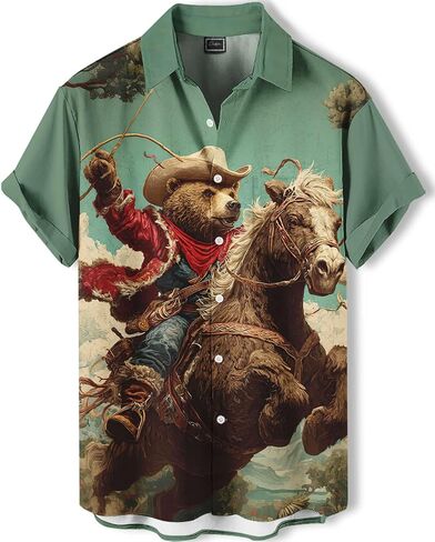 Men's Funny Hawaiian Shirt, Bold Graphic Print, Short Sleeve Vacation Shirt, Tropical Casual Beach in Saudi Arabia