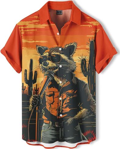 Men's Funny Hawaiian Shirt, Bold Graphic Print, Short Sleeve Vacation Shirt, Tropical Casual Beach in Saudi Arabia