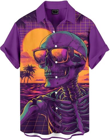 Men's Funny Hawaiian Shirt, Bold Graphic Print, Short Sleeve Vacation Shirt, Tropical Casual Beach in Saudi Arabia