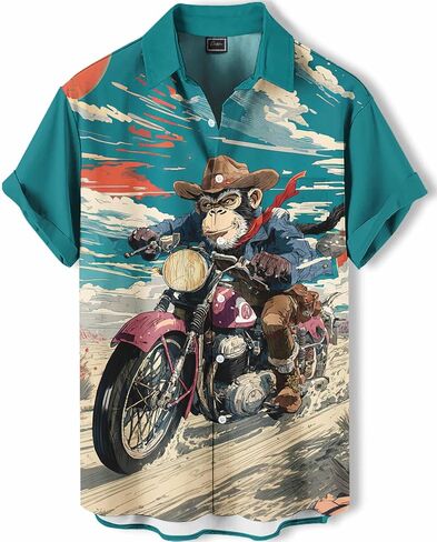 Men's Funny Hawaiian Shirt, Bold Graphic Print, Short Sleeve Vacation Shirt, Tropical Casual Beach in Saudi Arabia