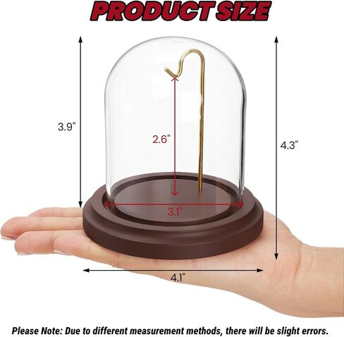 ZOOFOX 2 Pack Pocket Watch Glass Display Dome, Clear Glass Display Cloche with Hook and Wooden Base, 3" x 4" Decorative Bell Jar for Watch Plants Medals Photos Collectibles in Kuwait