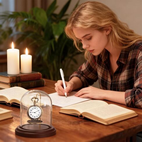 ZOOFOX 2 Pack Pocket Watch Glass Display Dome, Clear Glass Display Cloche with Hook and Wooden Base, 3" x 4" Decorative Bell Jar for Watch Plants Medals Photos Collectibles in Kuwait