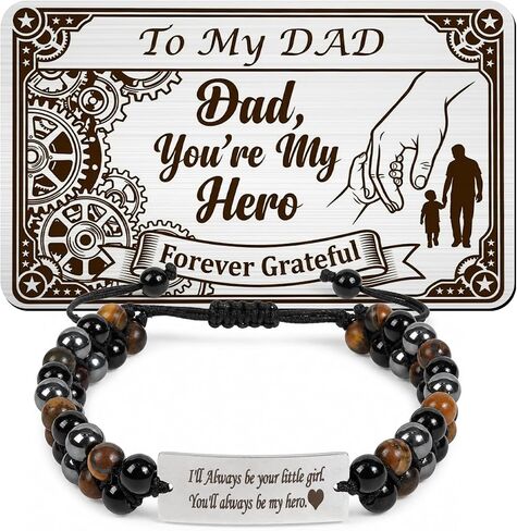 Thrist To My Dad Bracelets for Men - I love You Bracelet with Engraved Wallet Card from Son Daughter Triple Protection ID Bracelets Jewelry Gifts for Father Grandpa Birthday Fathers Day Anniversary in Kuwait