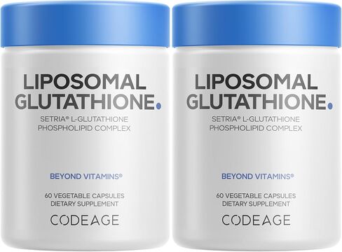 مكمل Codeage Liposomal Glutathione - نقي مخفض من Setria L-Glutathione، توصيل الدهون الدهنية، مركب الفوسفوليبيد - نباتي، غير معدل وراثيًا - عبوتان in Kuwait