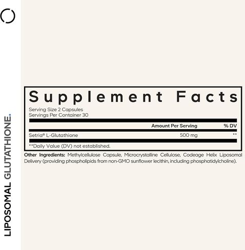 مكمل Codeage Liposomal Glutathione - نقي مخفض من Setria L-Glutathione، توصيل الدهون الدهنية، مركب الفوسفوليبيد - نباتي، غير معدل وراثيًا - عبوتان in Kuwait