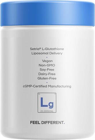 مكمل Codeage Liposomal Glutathione - نقي مخفض من Setria L-Glutathione، توصيل الدهون الدهنية، مركب الفوسفوليبيد - نباتي، غير معدل وراثيًا - عبوتان in Kuwait